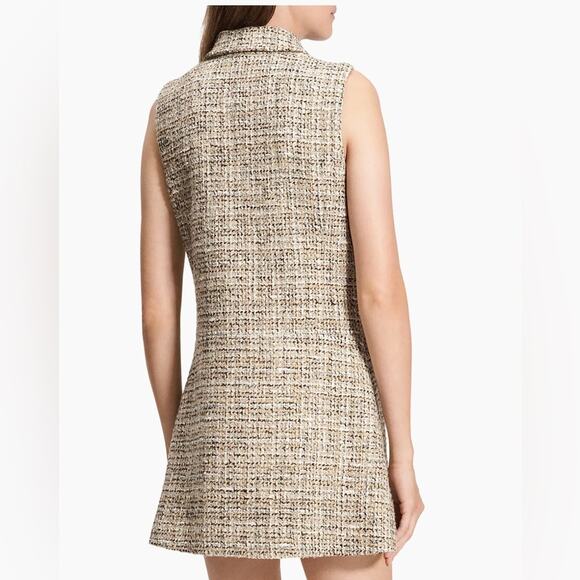 Theory Tweed Sleeveless Minidress Neutral Cream Tan Women’s Size 10 NWOT - Picture 13 of 14